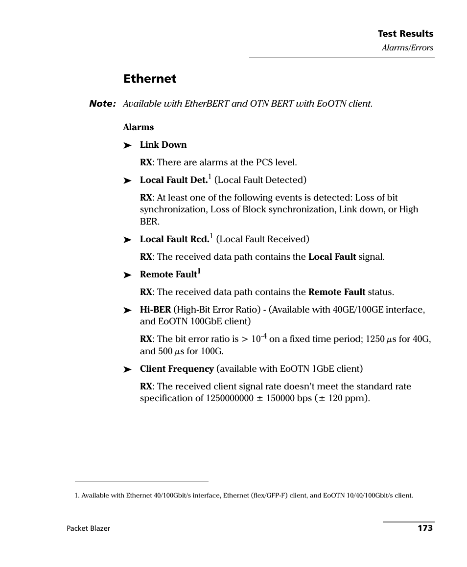 Ethernet | EXFO FTB/IQS-85100G Packet Blazer for FTB-500/IQS-600 User Manual | Page 183 / 448