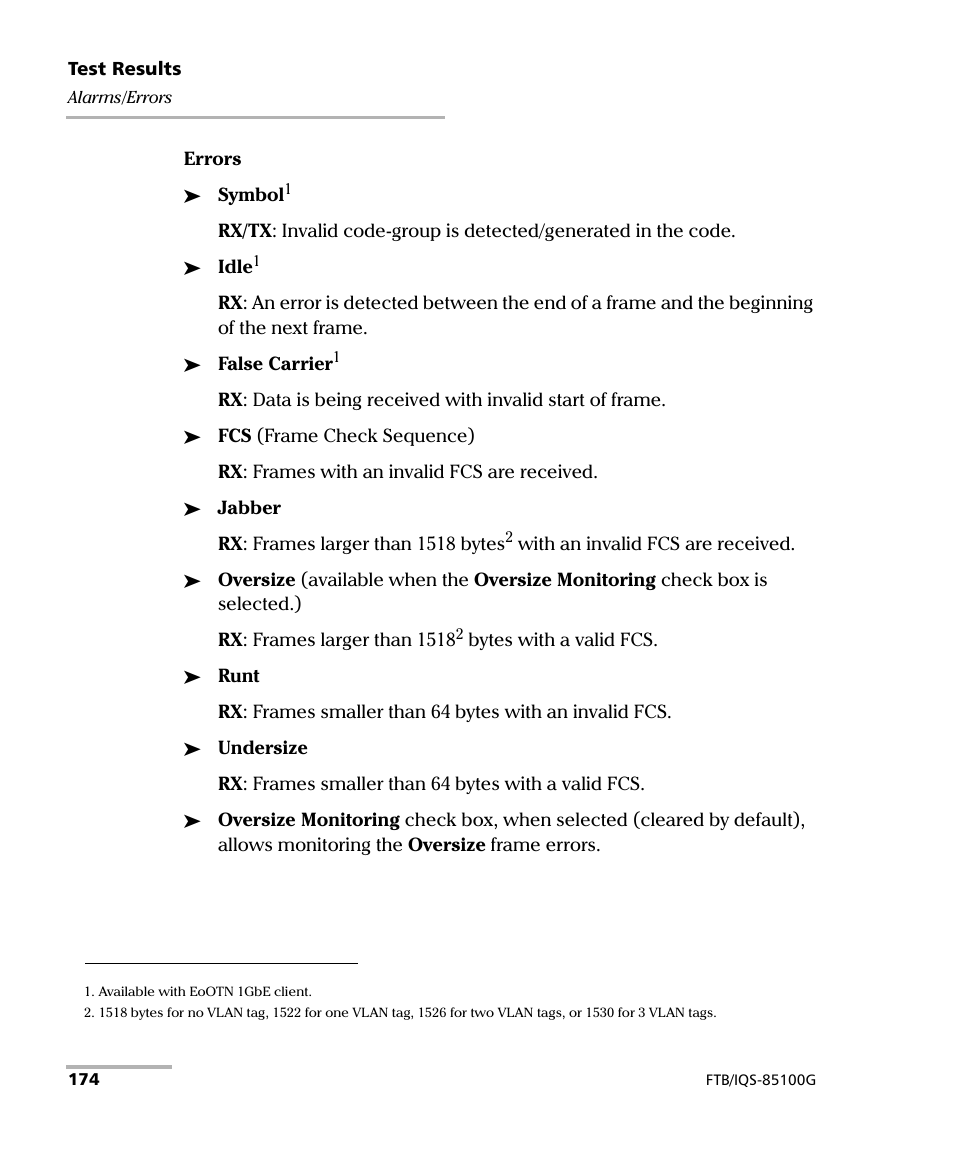 EXFO FTB/IQS-85100G Packet Blazer for FTB-500/IQS-600 User Manual | Page 184 / 448