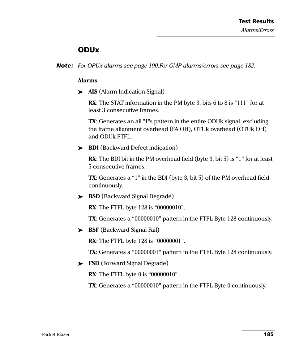 Odux | EXFO FTB/IQS-85100G Packet Blazer for FTB-500/IQS-600 User Manual | Page 195 / 448