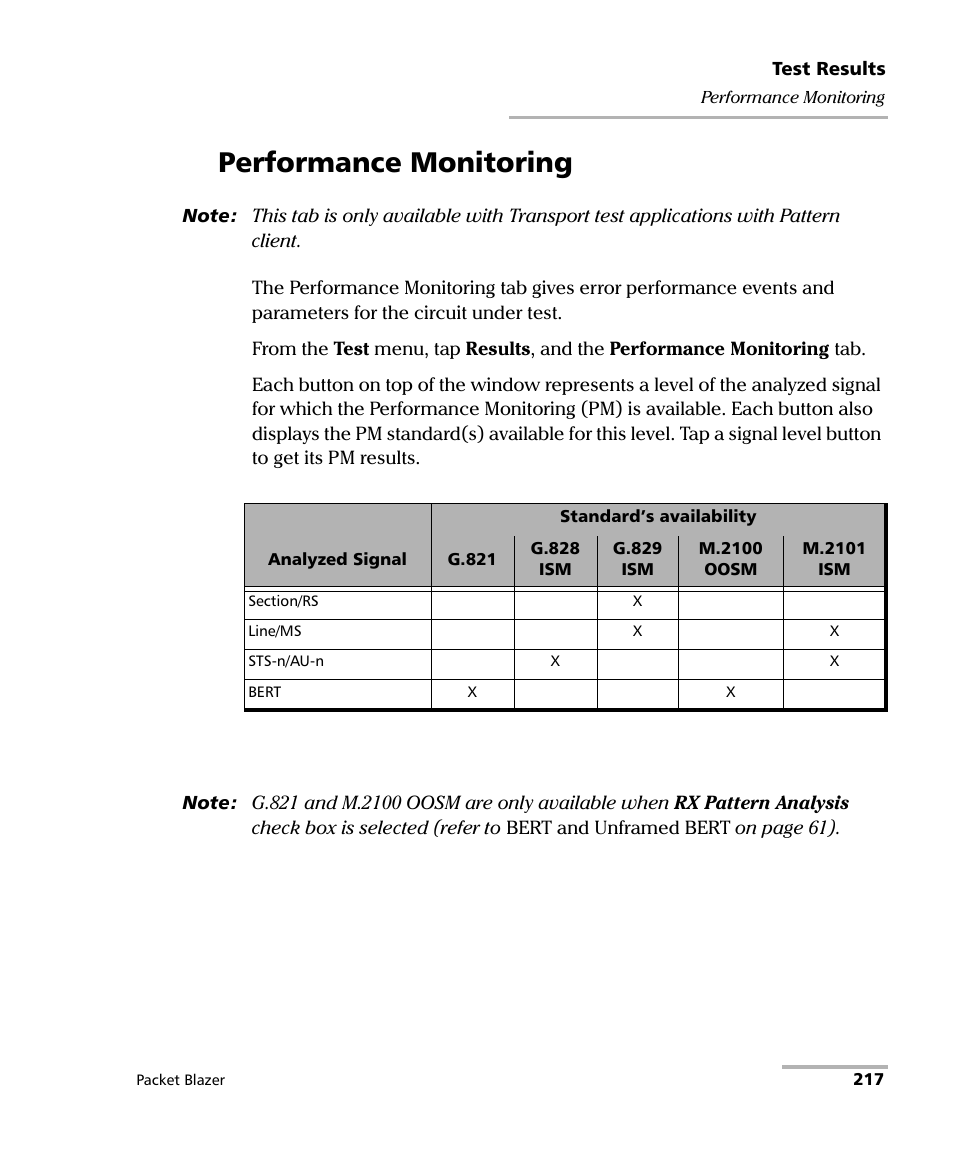 Performance monitoring | EXFO FTB/IQS-85100G Packet Blazer for FTB-500/IQS-600 User Manual | Page 227 / 448