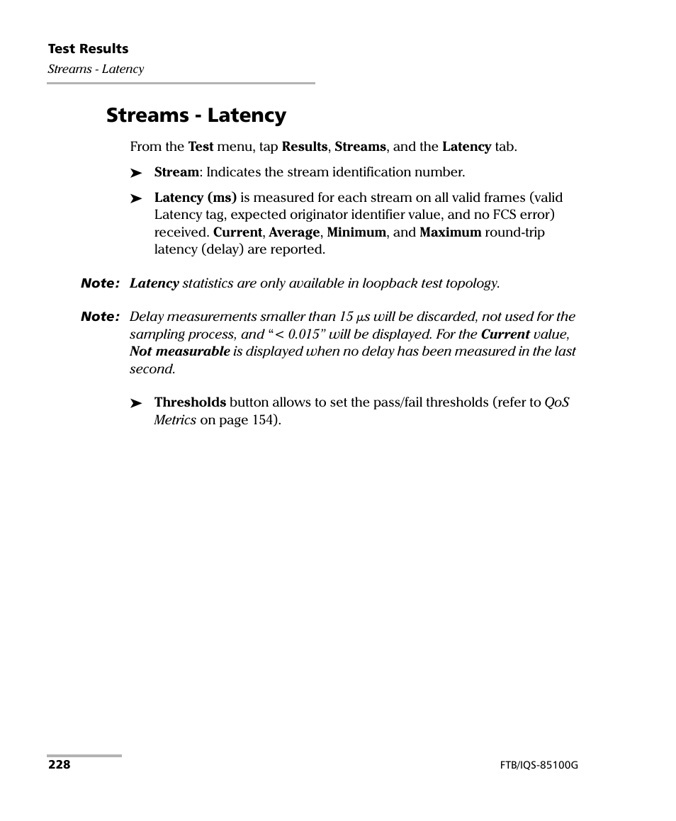 Streams - latency | EXFO FTB/IQS-85100G Packet Blazer for FTB-500/IQS-600 User Manual | Page 238 / 448