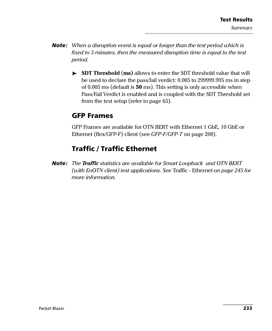 Gfp frames, Traffic / traffic ethernet | EXFO FTB/IQS-85100G Packet Blazer for FTB-500/IQS-600 User Manual | Page 243 / 448