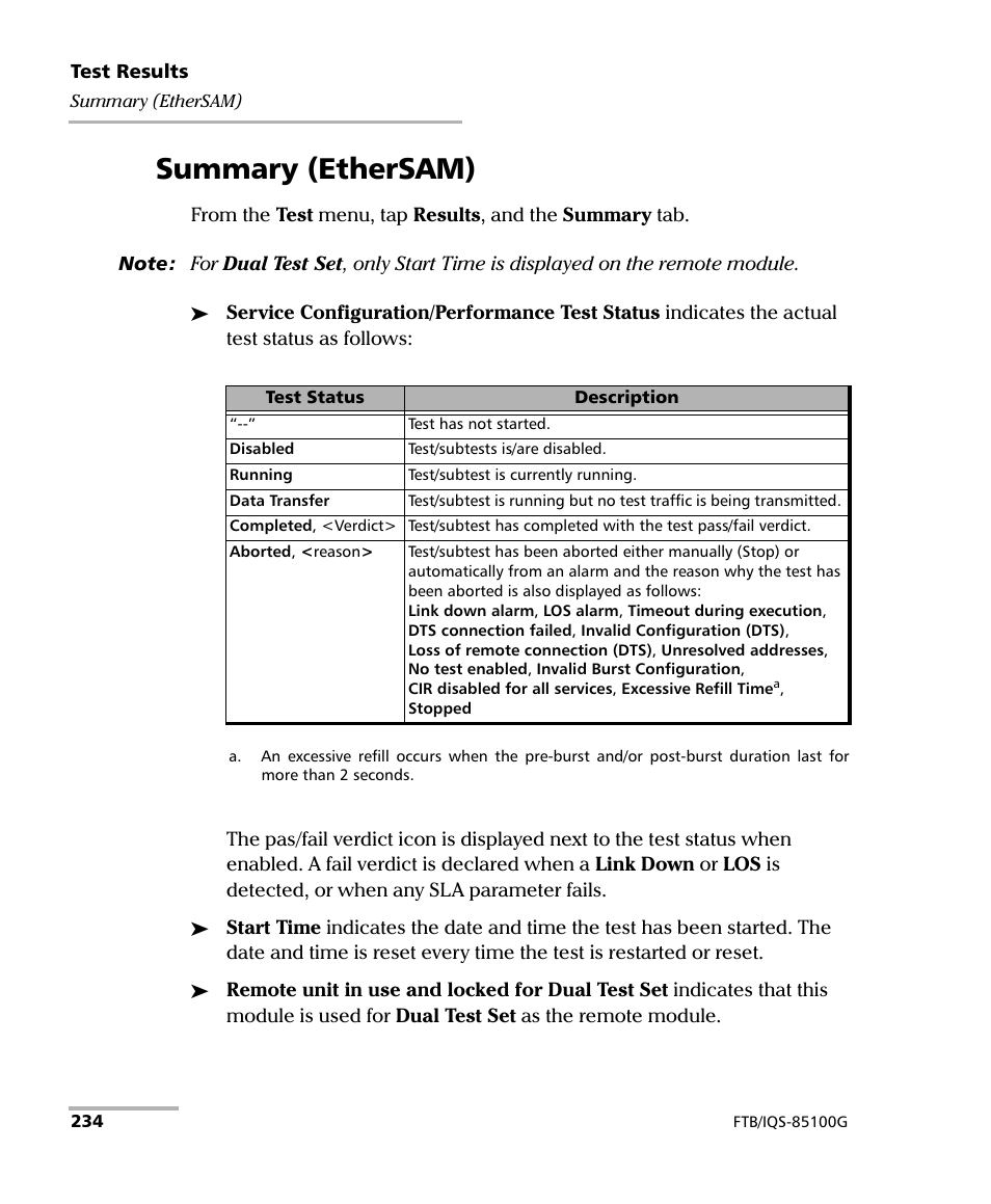 Summary (ethersam) | EXFO FTB/IQS-85100G Packet Blazer for FTB-500/IQS-600 User Manual | Page 244 / 448