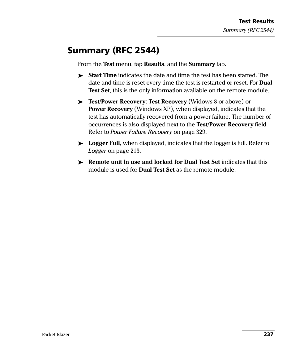 Summary (rfc 2544) | EXFO FTB/IQS-85100G Packet Blazer for FTB-500/IQS-600 User Manual | Page 247 / 448