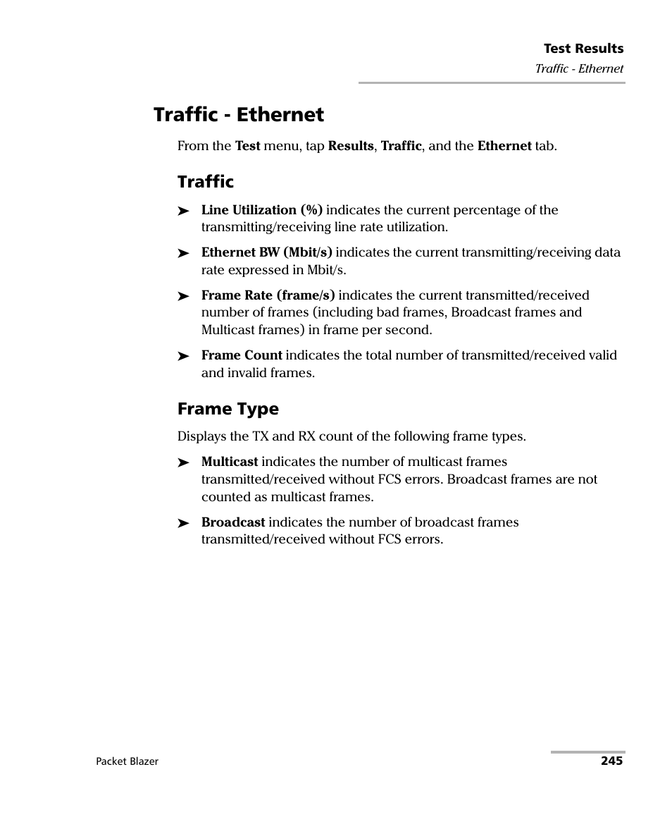 Traffic - ethernet, Traffic, Frame type | EXFO FTB/IQS-85100G Packet Blazer for FTB-500/IQS-600 User Manual | Page 255 / 448