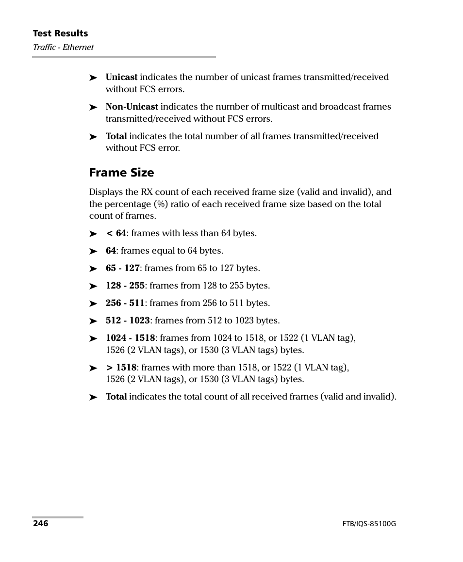 Frame size | EXFO FTB/IQS-85100G Packet Blazer for FTB-500/IQS-600 User Manual | Page 256 / 448