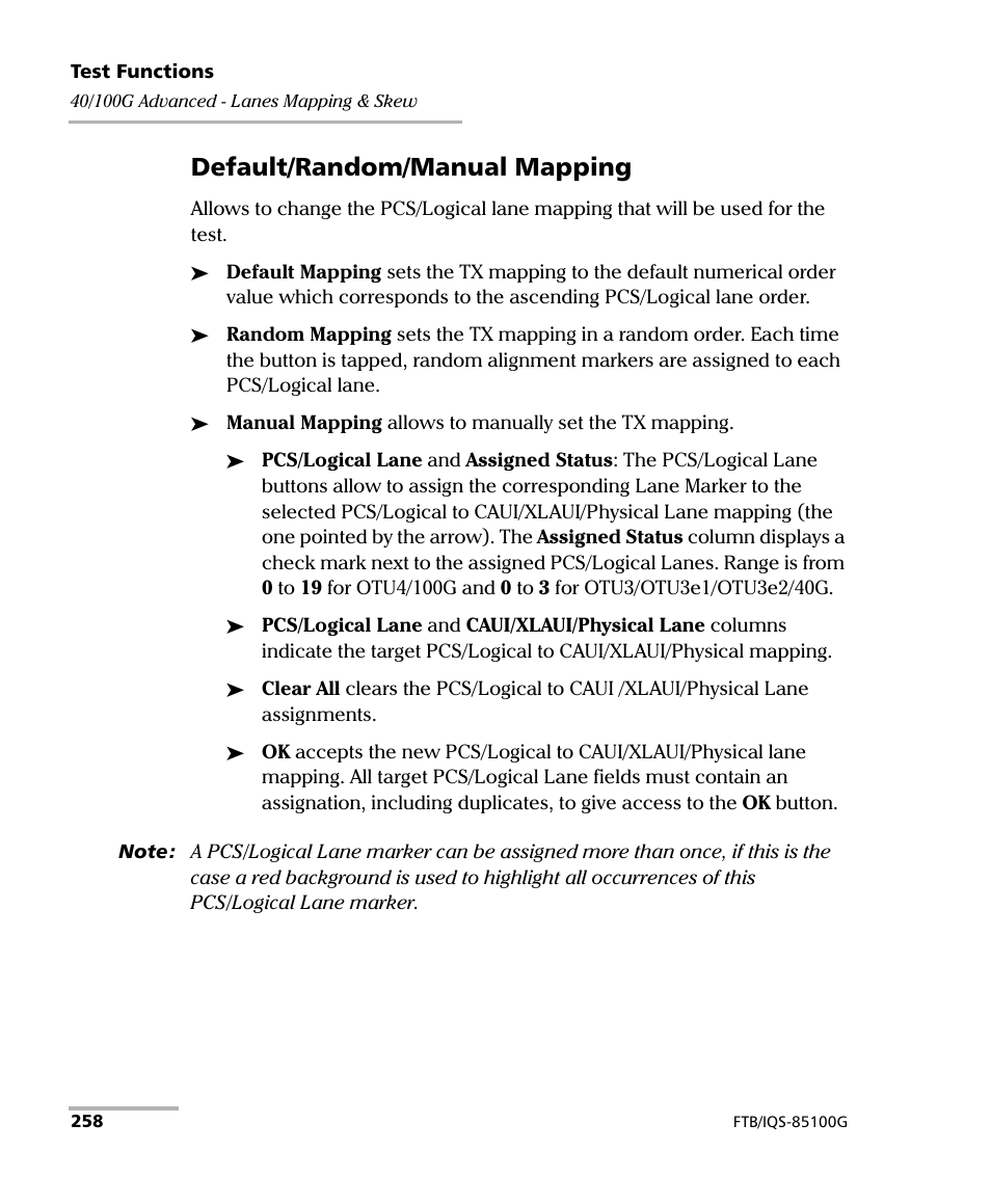 Default/random/manual mapping | EXFO FTB/IQS-85100G Packet Blazer for FTB-500/IQS-600 User Manual | Page 268 / 448