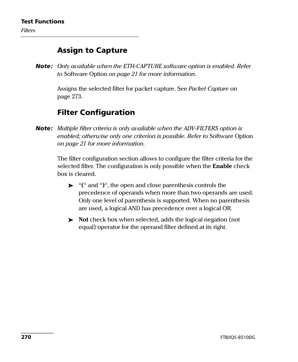 Assign to capture, Filter configuration | EXFO FTB/IQS-85100G Packet Blazer for FTB-500/IQS-600 User Manual | Page 280 / 448