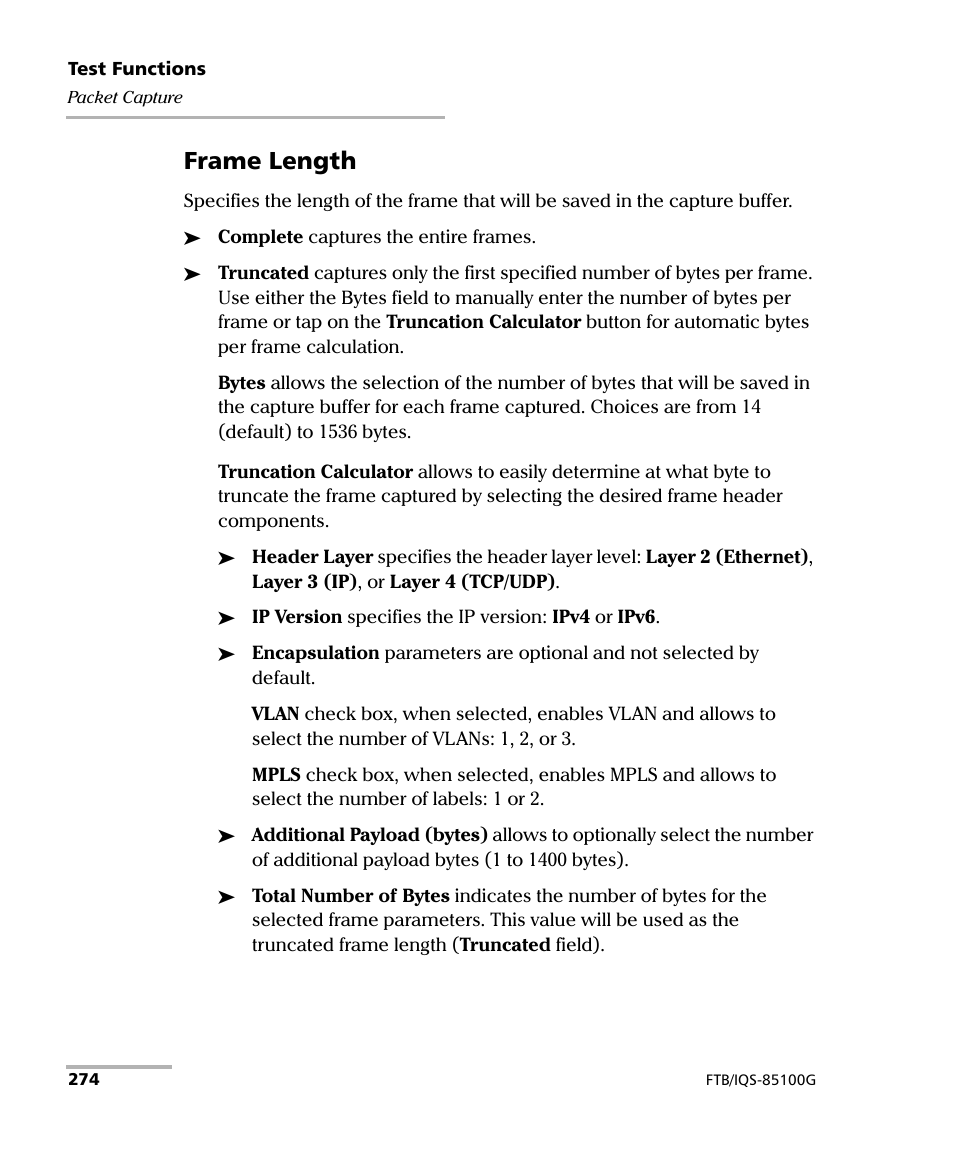 Frame length | EXFO FTB/IQS-85100G Packet Blazer for FTB-500/IQS-600 User Manual | Page 284 / 448