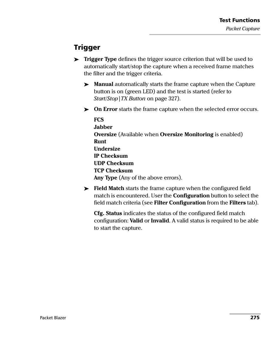 Trigger | EXFO FTB/IQS-85100G Packet Blazer for FTB-500/IQS-600 User Manual | Page 285 / 448