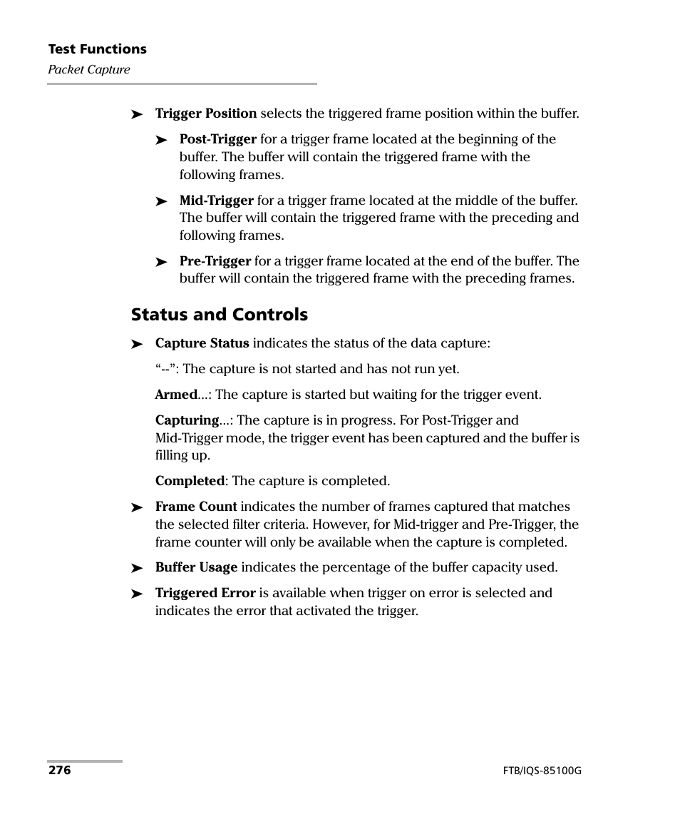 Status and controls | EXFO FTB/IQS-85100G Packet Blazer for FTB-500/IQS-600 User Manual | Page 286 / 448