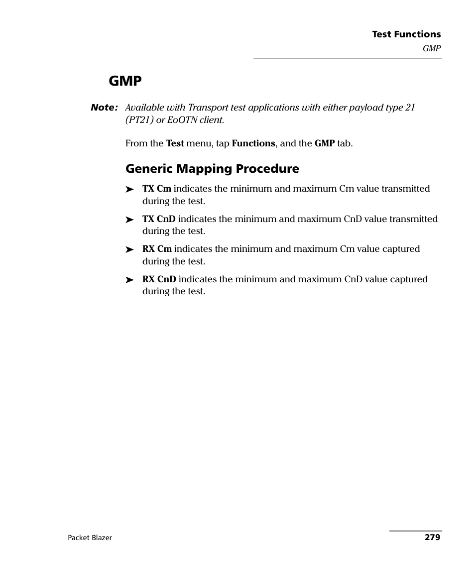 Generic mapping procedure | EXFO FTB/IQS-85100G Packet Blazer for FTB-500/IQS-600 User Manual | Page 289 / 448