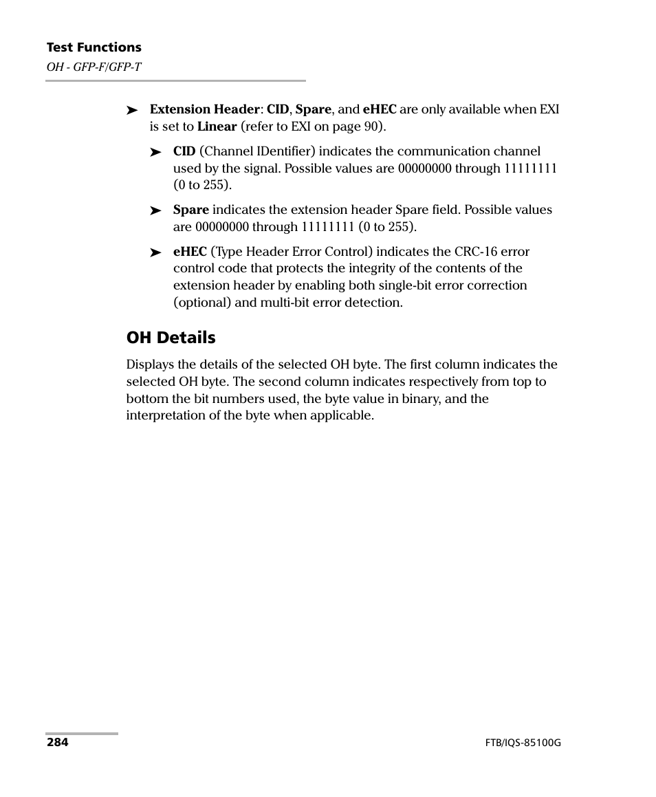 Oh details | EXFO FTB/IQS-85100G Packet Blazer for FTB-500/IQS-600 User Manual | Page 294 / 448