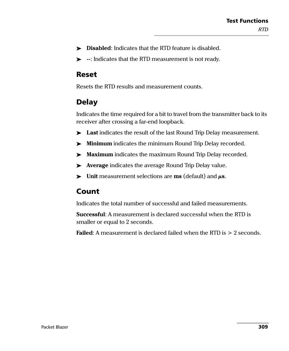 Reset, Delay, Count | EXFO FTB/IQS-85100G Packet Blazer for FTB-500/IQS-600 User Manual | Page 319 / 448