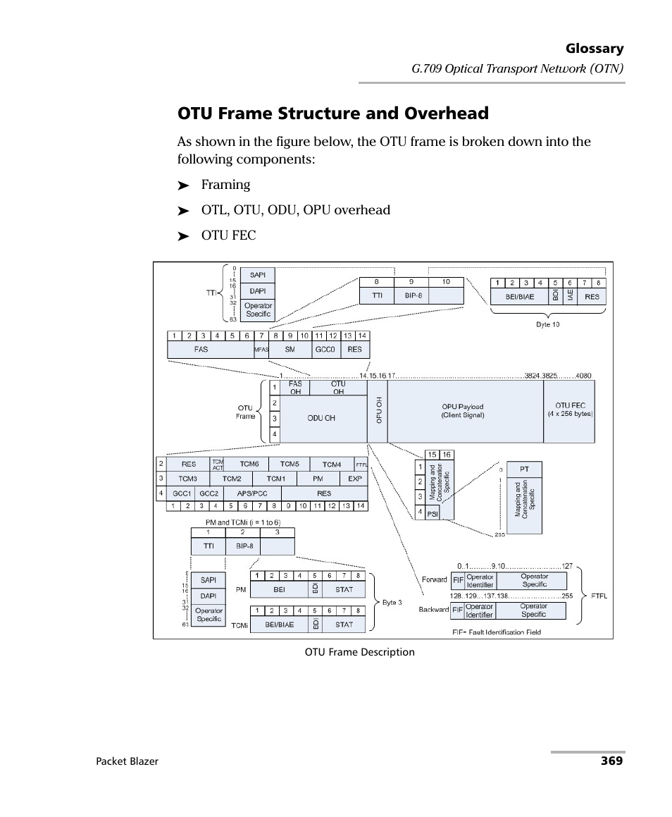 Otu frame structure and overhead | EXFO FTB/IQS-85100G Packet Blazer for FTB-500/IQS-600 User Manual | Page 379 / 448