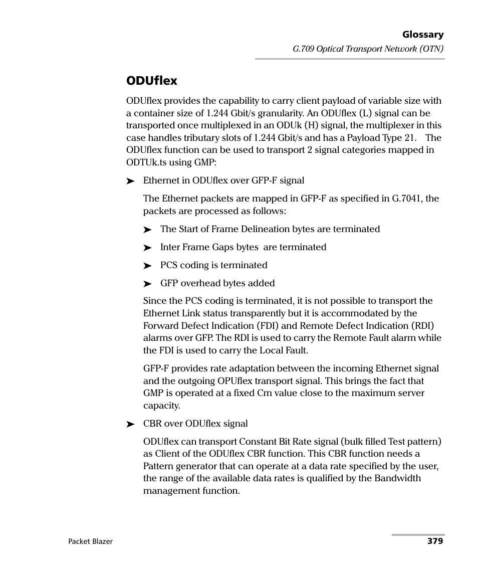 Oduflex | EXFO FTB/IQS-85100G Packet Blazer for FTB-500/IQS-600 User Manual | Page 389 / 448