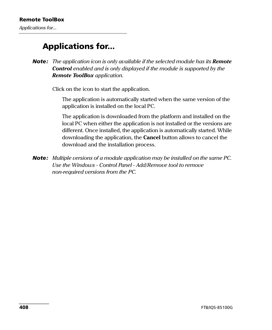 Applications for | EXFO FTB/IQS-85100G Packet Blazer for FTB-500/IQS-600 User Manual | Page 418 / 448