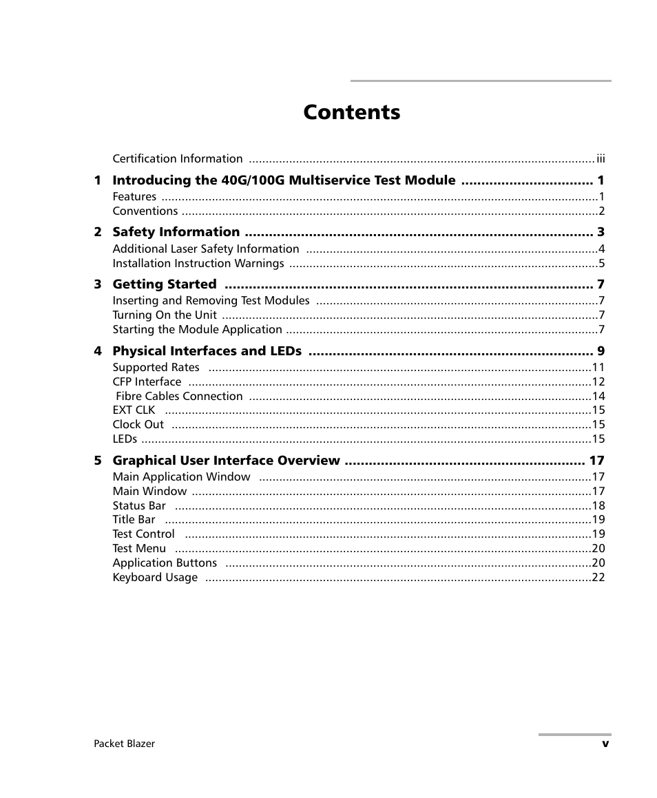 EXFO FTB/IQS-85100G Packet Blazer for FTB-500/IQS-600 User Manual | Page 5 / 448