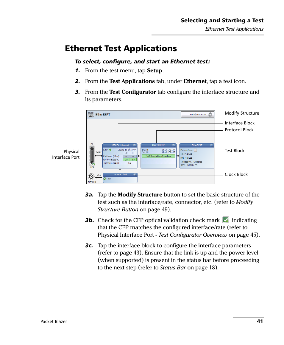 Ethernet test applications | EXFO FTB/IQS-85100G Packet Blazer for FTB-500/IQS-600 User Manual | Page 51 / 448