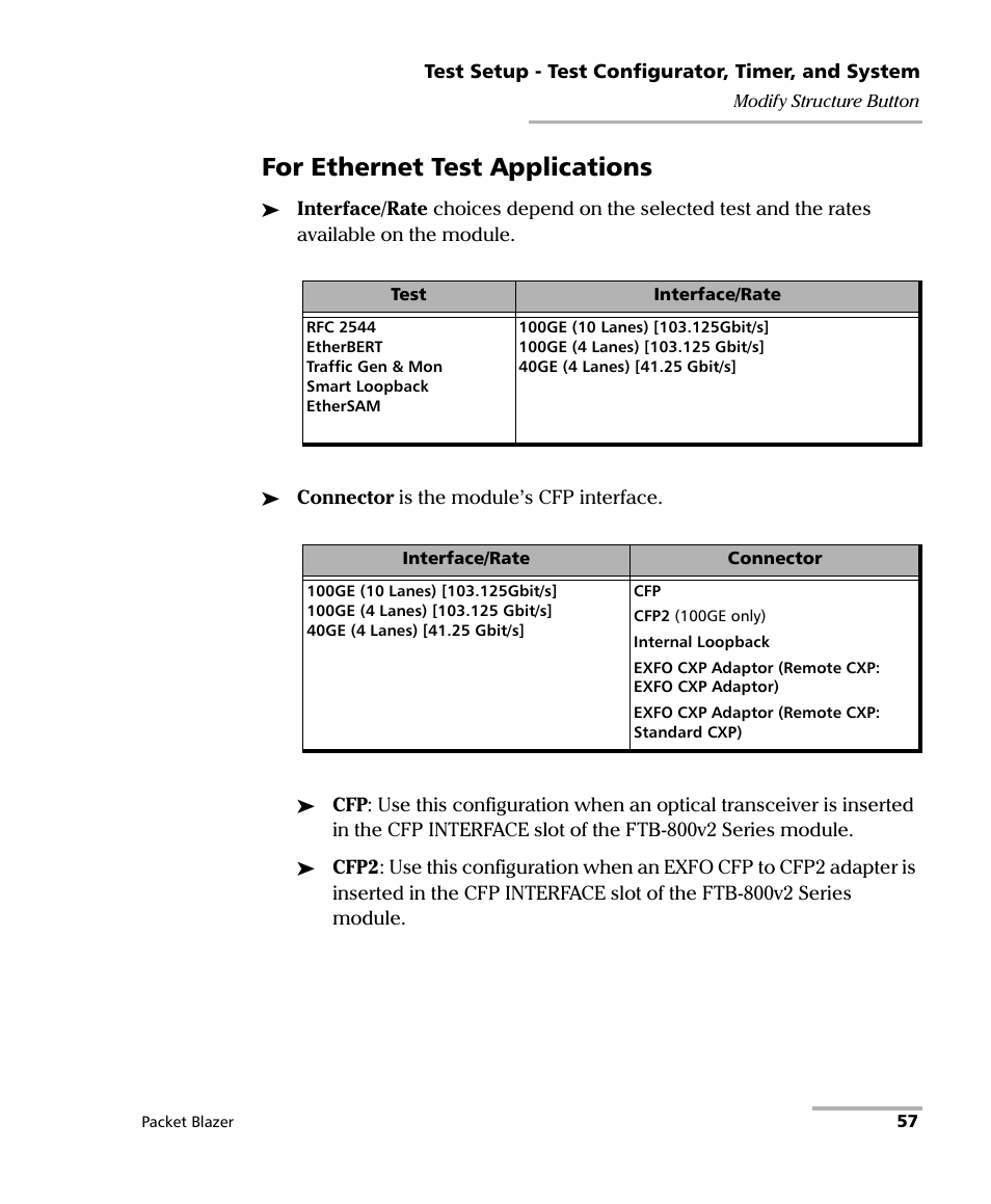 For ethernet test applications | EXFO FTB/IQS-85100G Packet Blazer for FTB-500/IQS-600 User Manual | Page 67 / 448