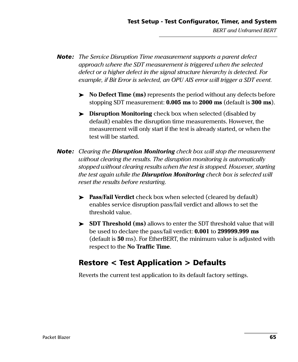 Restore < test application > defaults | EXFO FTB/IQS-85100G Packet Blazer for FTB-500/IQS-600 User Manual | Page 75 / 448