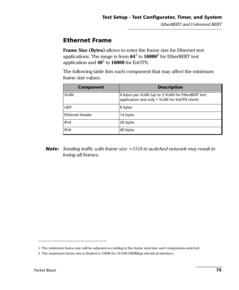 Ethernet frame | EXFO FTB/IQS-85100G Packet Blazer for FTB-500/IQS-600 User Manual | Page 85 / 448