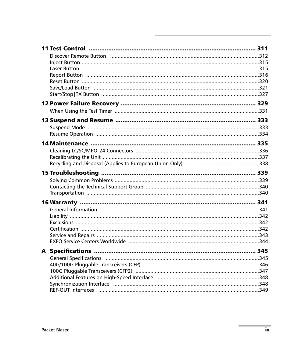 EXFO FTB/IQS-85100G Packet Blazer for FTB-500/IQS-600 User Manual | Page 9 / 448