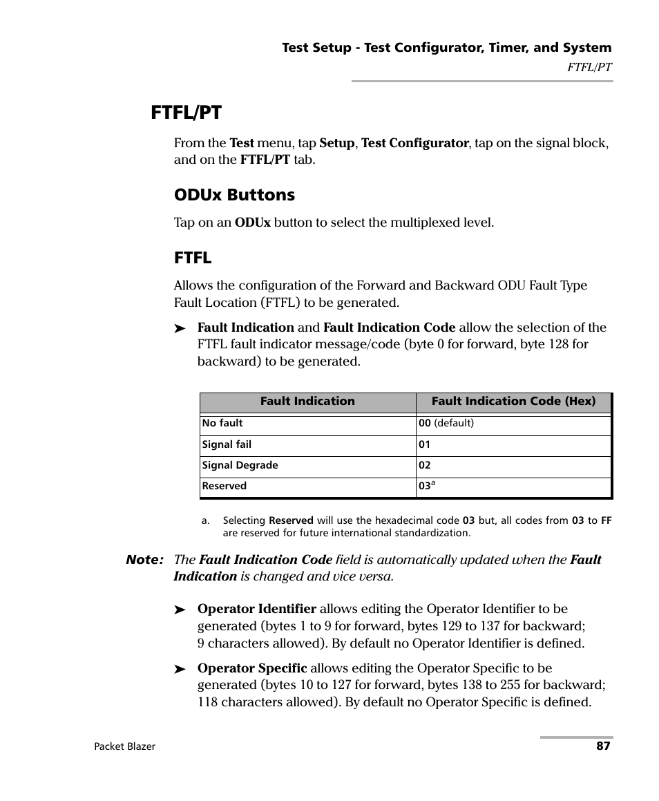 Ftfl/pt, Odux buttons, Ftfl | EXFO FTB/IQS-85100G Packet Blazer for FTB-500/IQS-600 User Manual | Page 97 / 448