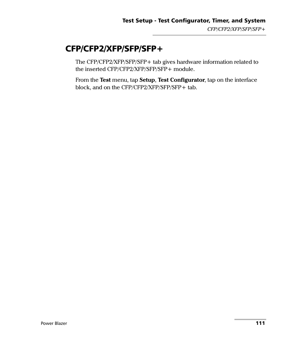 Cfp/cfp2/xfp/sfp/sfp | EXFO FTB/IQS-88000 Series Power Blazer for FTB-2/2Pro/500/IQS-600 User Manual | Page 123 / 681
