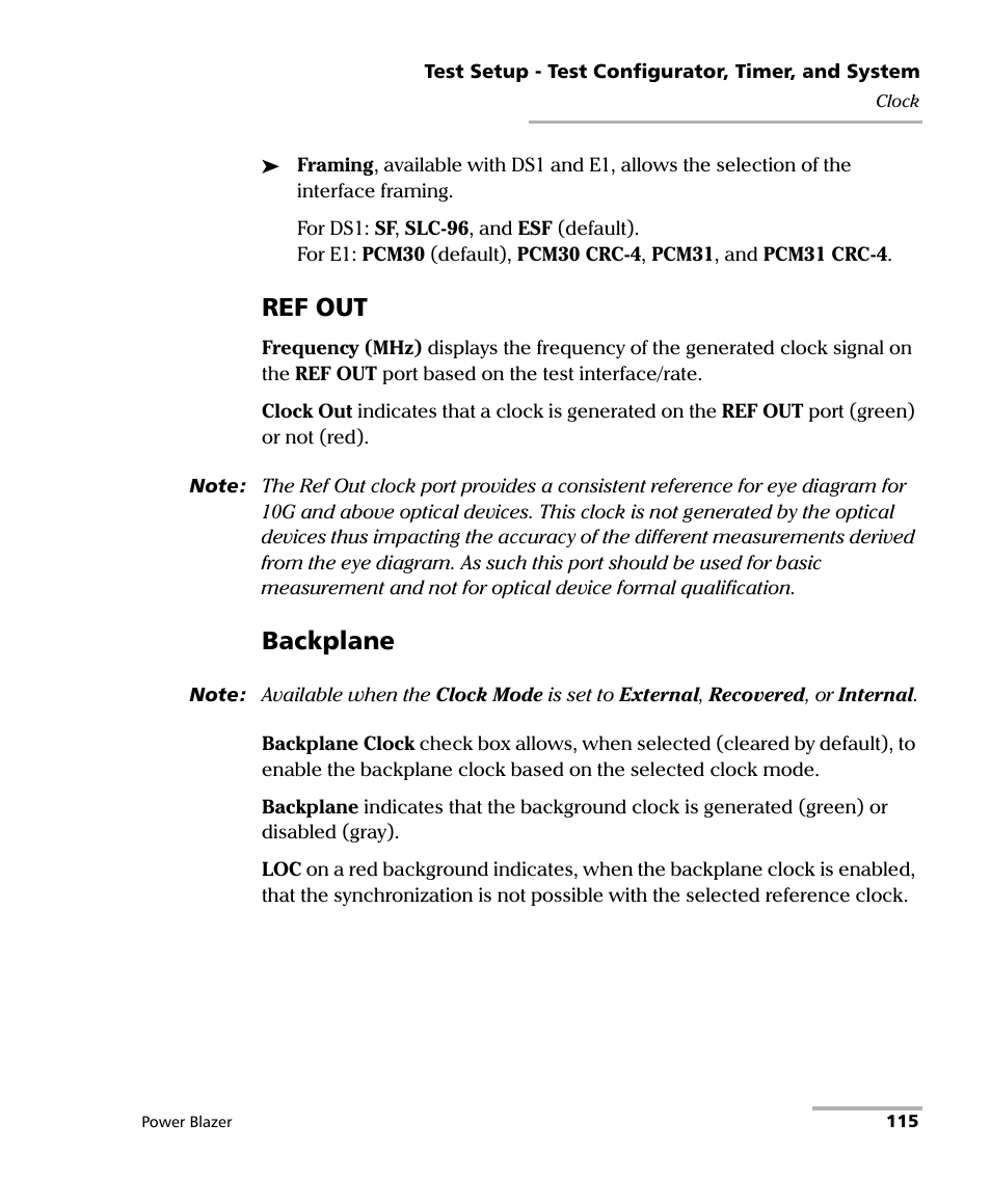 Ref out, Backplane | EXFO FTB/IQS-88000 Series Power Blazer for FTB-2/2Pro/500/IQS-600 User Manual | Page 127 / 681