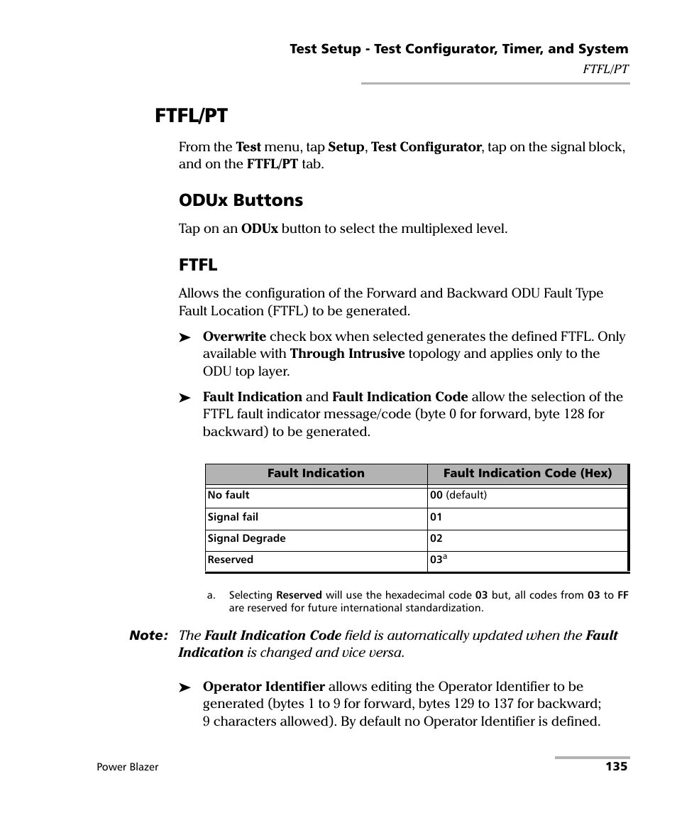 Ftfl/pt, Odux buttons, Ftfl | EXFO FTB/IQS-88000 Series Power Blazer for FTB-2/2Pro/500/IQS-600 User Manual | Page 147 / 681