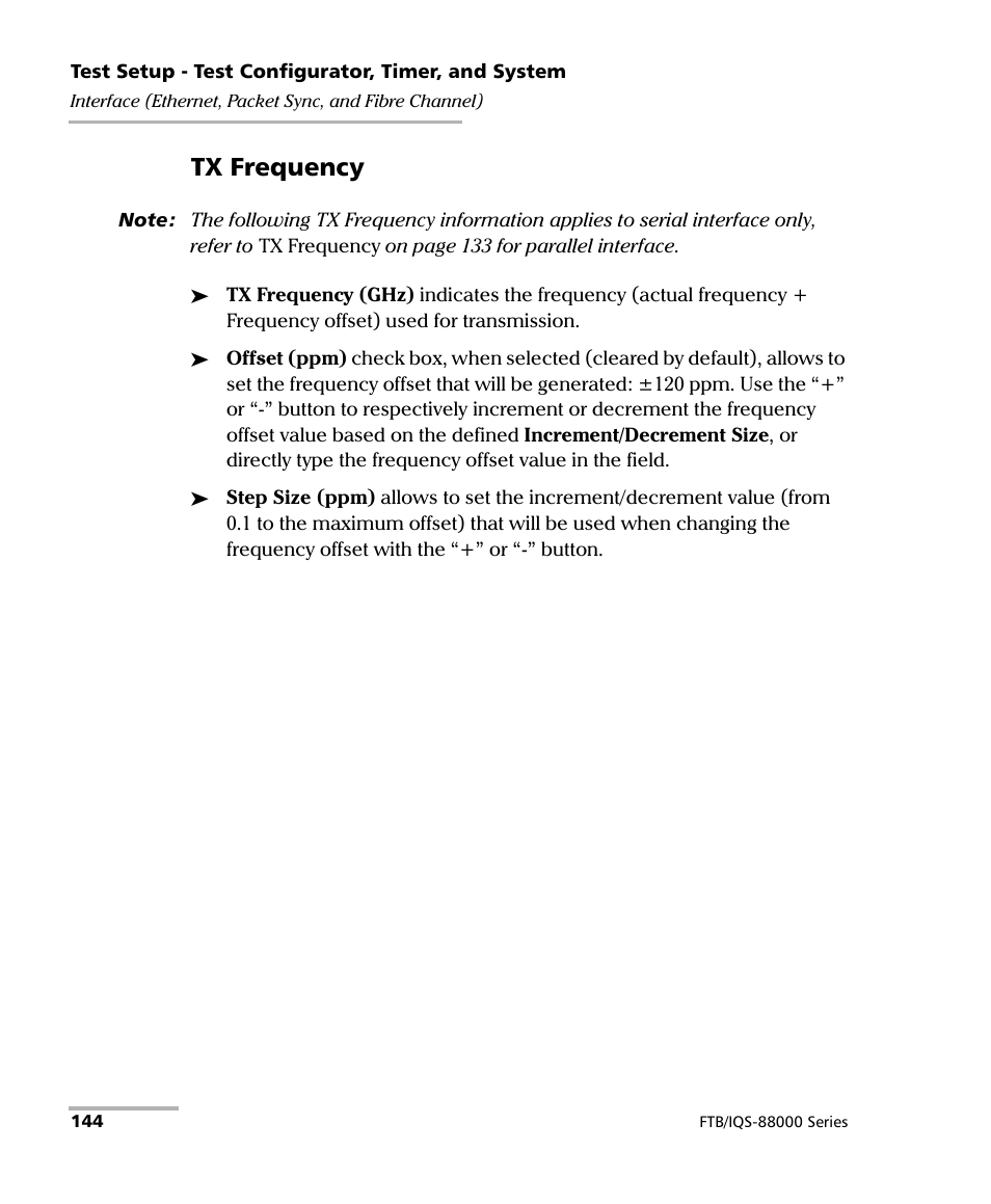 Tx frequency | EXFO FTB/IQS-88000 Series Power Blazer for FTB-2/2Pro/500/IQS-600 User Manual | Page 156 / 681