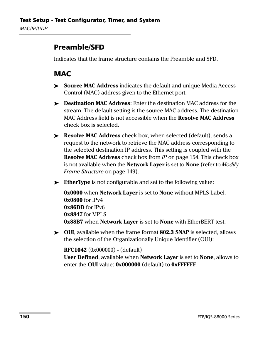 Preamble/sfd | EXFO FTB/IQS-88000 Series Power Blazer for FTB-2/2Pro/500/IQS-600 User Manual | Page 162 / 681