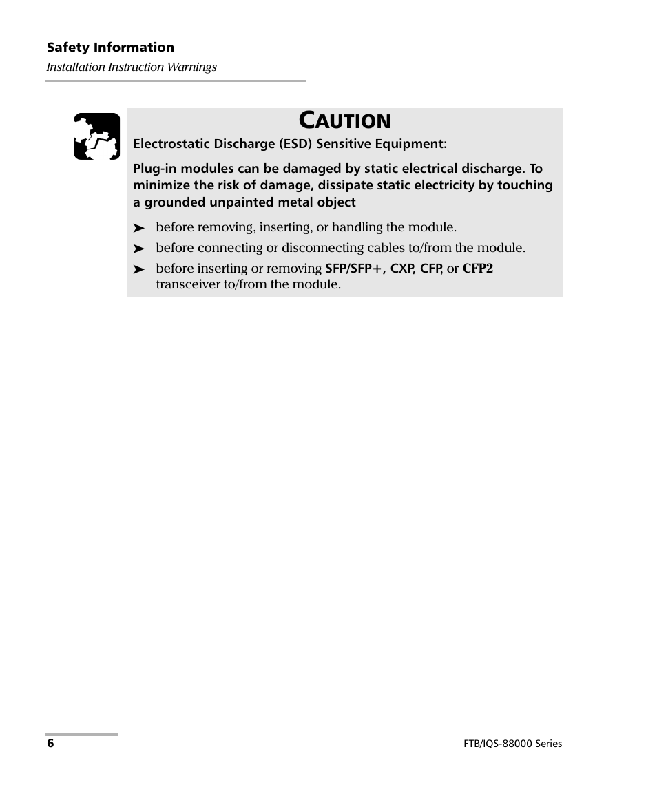 Aution | EXFO FTB/IQS-88000 Series Power Blazer for FTB-2/2Pro/500/IQS-600 User Manual | Page 18 / 681