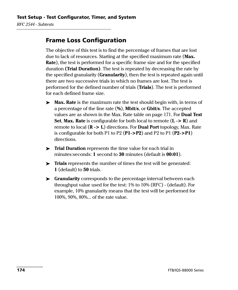 Frame loss configuration | EXFO FTB/IQS-88000 Series Power Blazer for FTB-2/2Pro/500/IQS-600 User Manual | Page 186 / 681