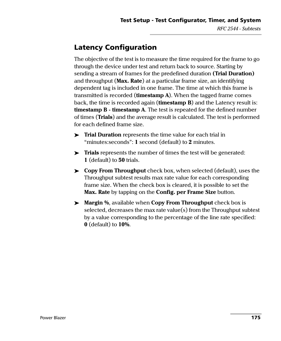 Latency configuration | EXFO FTB/IQS-88000 Series Power Blazer for FTB-2/2Pro/500/IQS-600 User Manual | Page 187 / 681