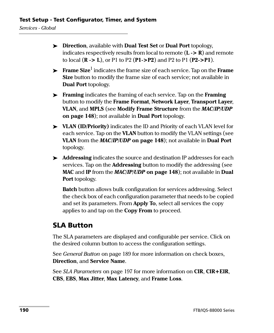 Sla button | EXFO FTB/IQS-88000 Series Power Blazer for FTB-2/2Pro/500/IQS-600 User Manual | Page 202 / 681