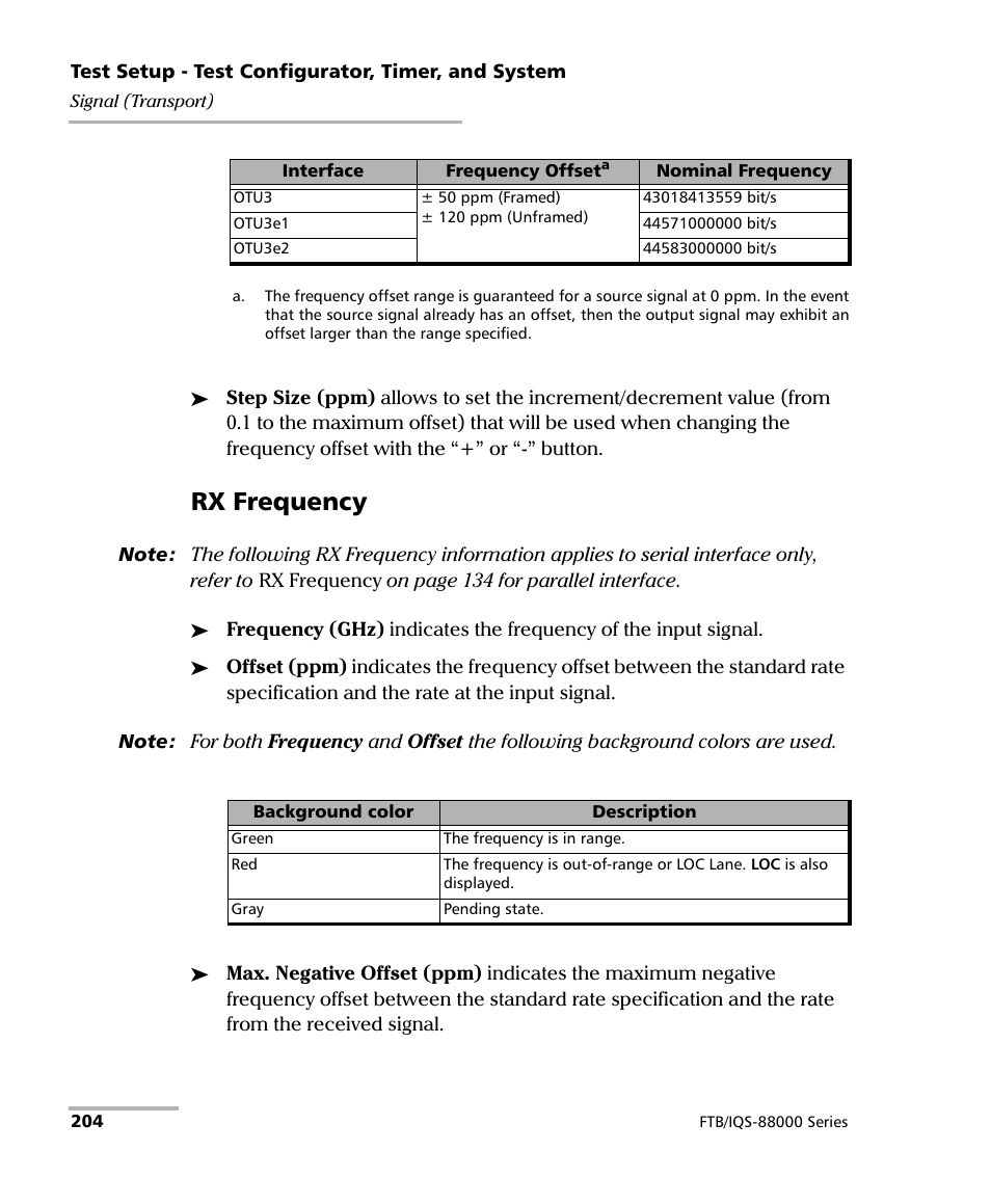 Rx frequency | EXFO FTB/IQS-88000 Series Power Blazer for FTB-2/2Pro/500/IQS-600 User Manual | Page 216 / 681