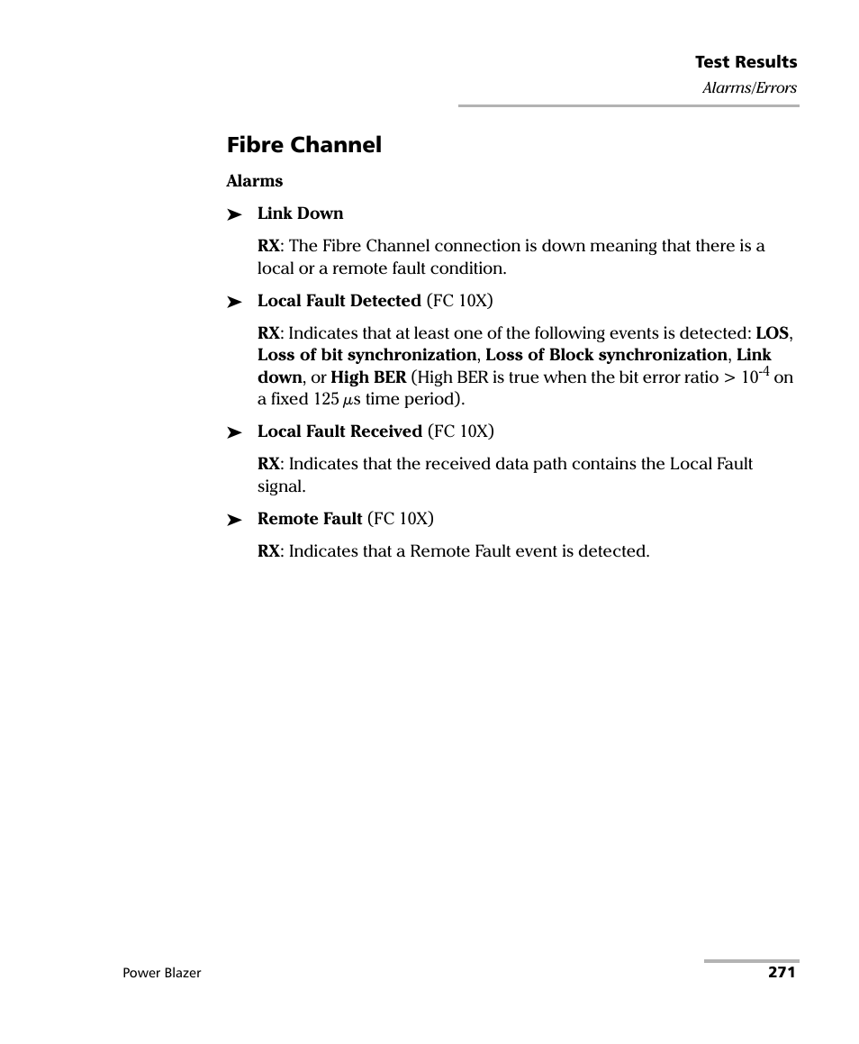 Fibre channel | EXFO FTB/IQS-88000 Series Power Blazer for FTB-2/2Pro/500/IQS-600 User Manual | Page 283 / 681