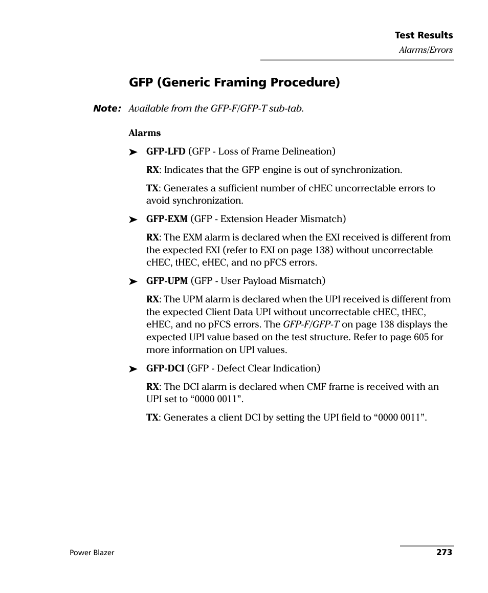 Gfp (generic framing procedure) | EXFO FTB/IQS-88000 Series Power Blazer for FTB-2/2Pro/500/IQS-600 User Manual | Page 285 / 681