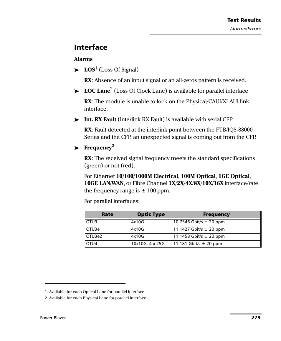 Interface | EXFO FTB/IQS-88000 Series Power Blazer for FTB-2/2Pro/500/IQS-600 User Manual | Page 291 / 681