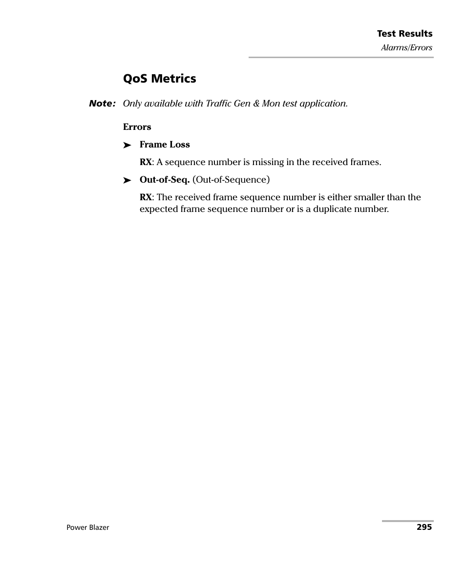 Qos metrics | EXFO FTB/IQS-88000 Series Power Blazer for FTB-2/2Pro/500/IQS-600 User Manual | Page 307 / 681