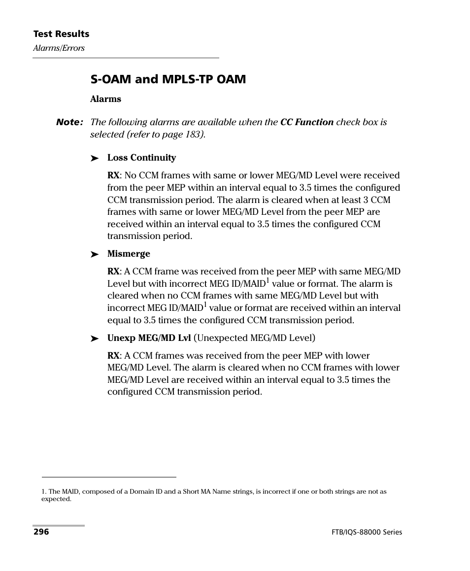 S-oam and mpls-tp oam | EXFO FTB/IQS-88000 Series Power Blazer for FTB-2/2Pro/500/IQS-600 User Manual | Page 308 / 681