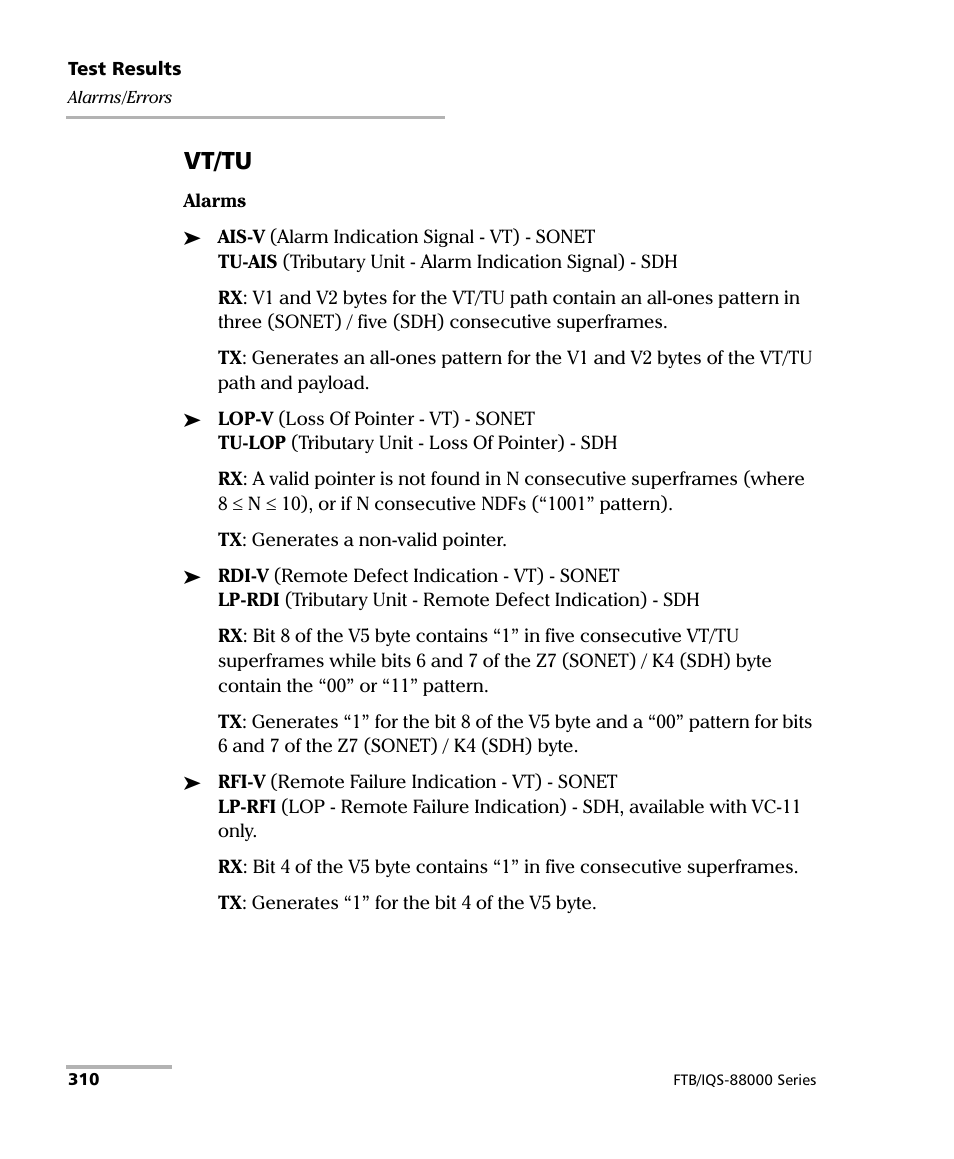 Vt/tu | EXFO FTB/IQS-88000 Series Power Blazer for FTB-2/2Pro/500/IQS-600 User Manual | Page 322 / 681