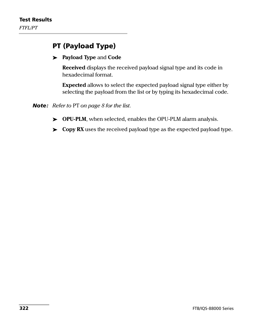 Pt (payload type) | EXFO FTB/IQS-88000 Series Power Blazer for FTB-2/2Pro/500/IQS-600 User Manual | Page 334 / 681