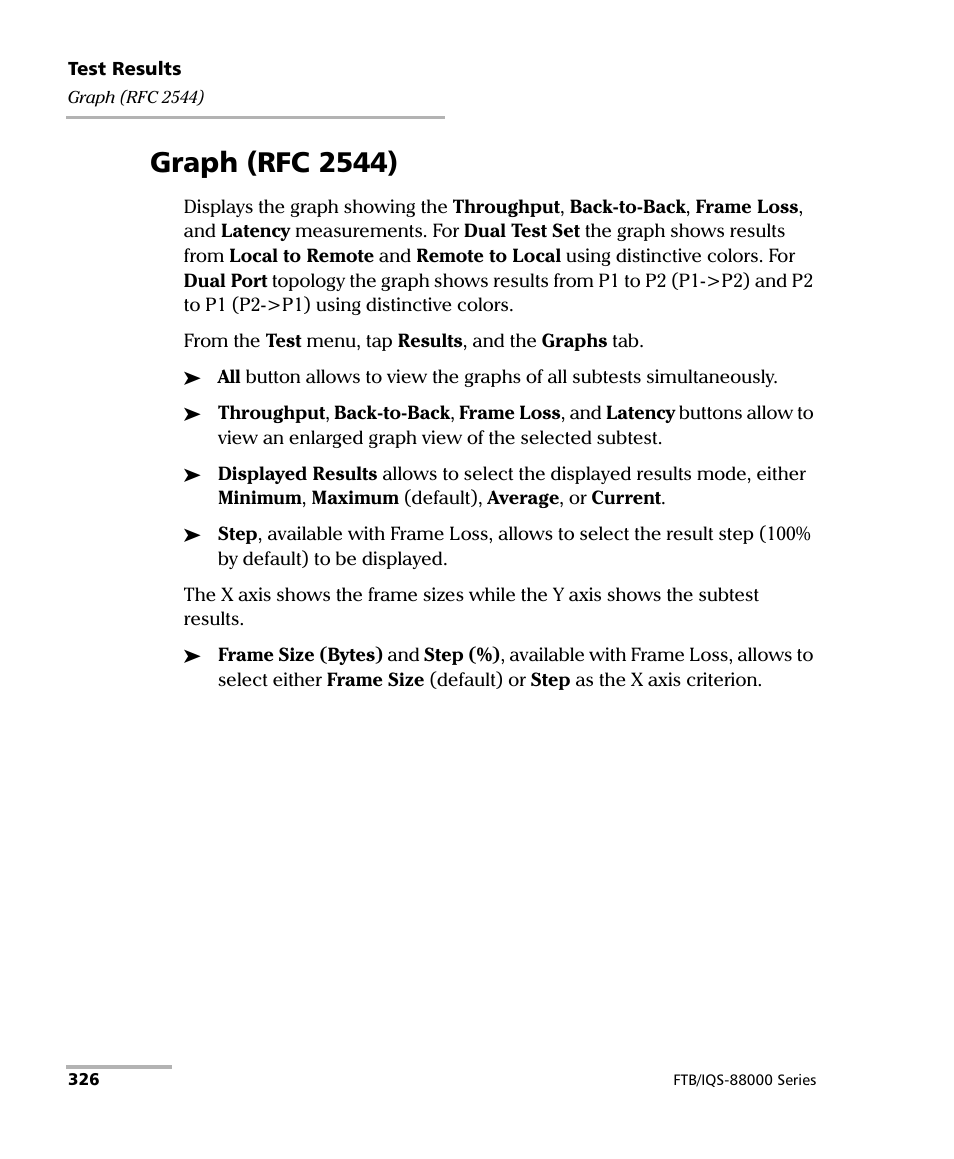 Graph (rfc 2544) | EXFO FTB/IQS-88000 Series Power Blazer for FTB-2/2Pro/500/IQS-600 User Manual | Page 338 / 681