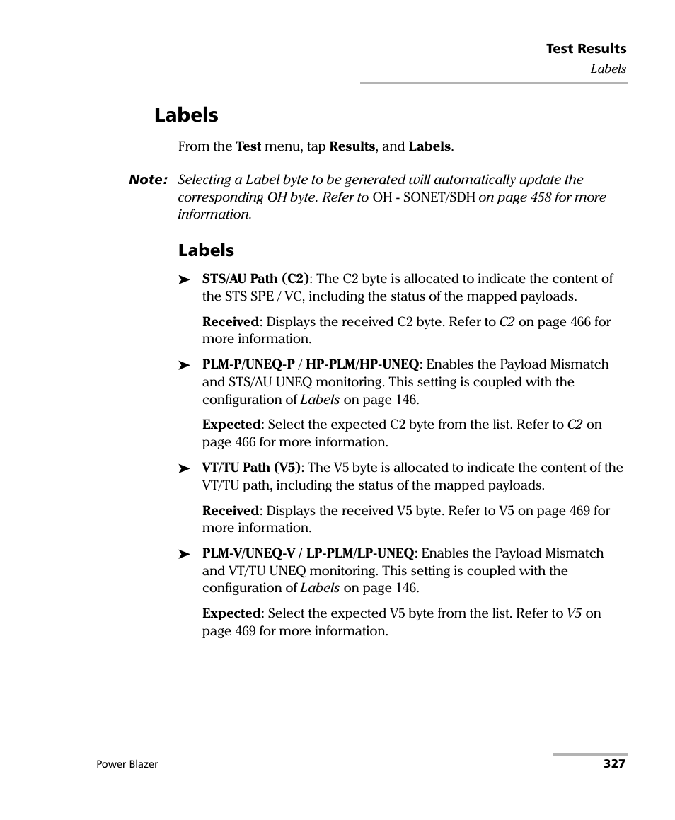 Labels | EXFO FTB/IQS-88000 Series Power Blazer for FTB-2/2Pro/500/IQS-600 User Manual | Page 339 / 681