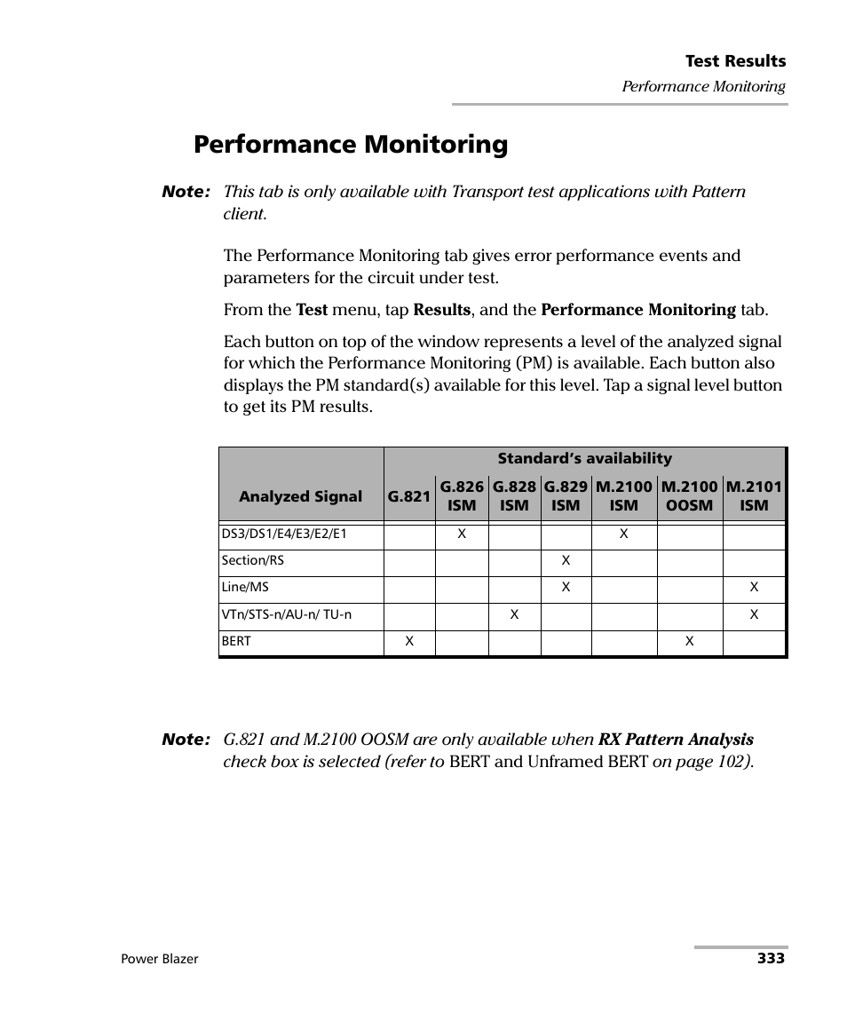 Performance monitoring | EXFO FTB/IQS-88000 Series Power Blazer for FTB-2/2Pro/500/IQS-600 User Manual | Page 345 / 681