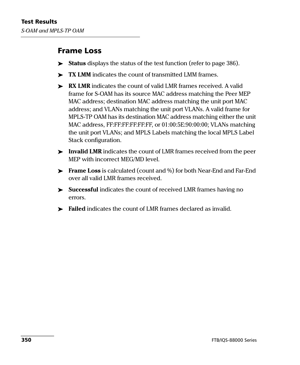 Frame loss | EXFO FTB/IQS-88000 Series Power Blazer for FTB-2/2Pro/500/IQS-600 User Manual | Page 362 / 681