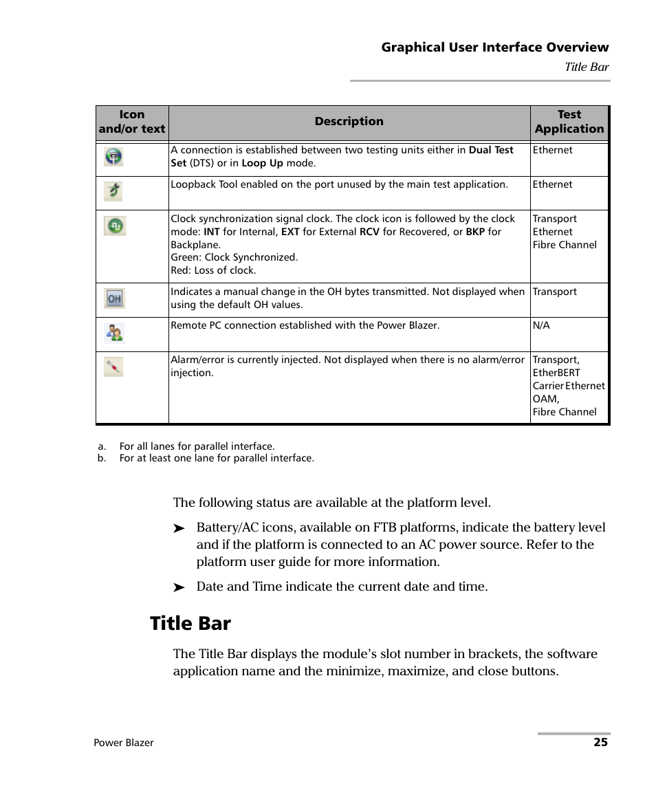 Title bar, Signal, Laser on | Is off | EXFO FTB/IQS-88000 Series Power Blazer for FTB-2/2Pro/500/IQS-600 User Manual | Page 37 / 681